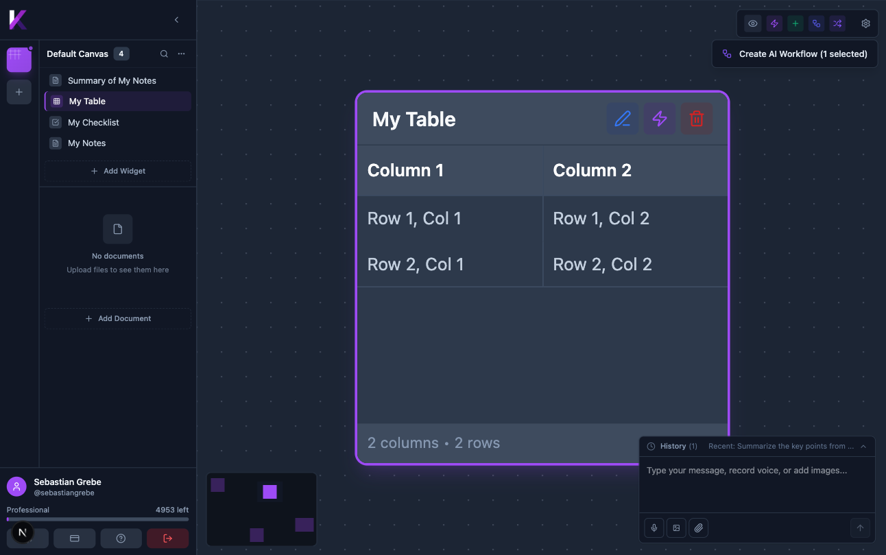 Auto-generated tables and data views